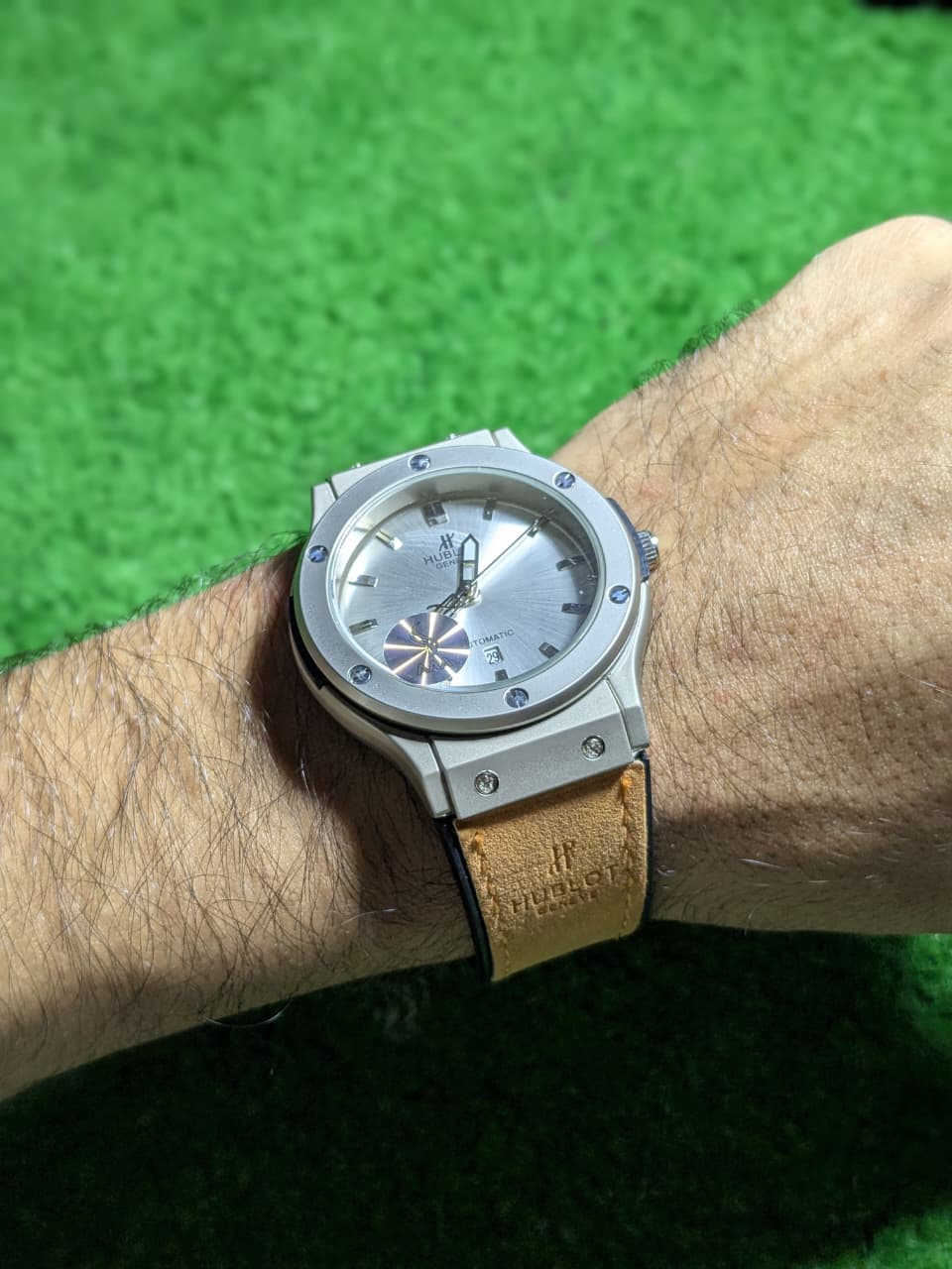 Hublot Classic — Silver Dial with Tan Leather Strap