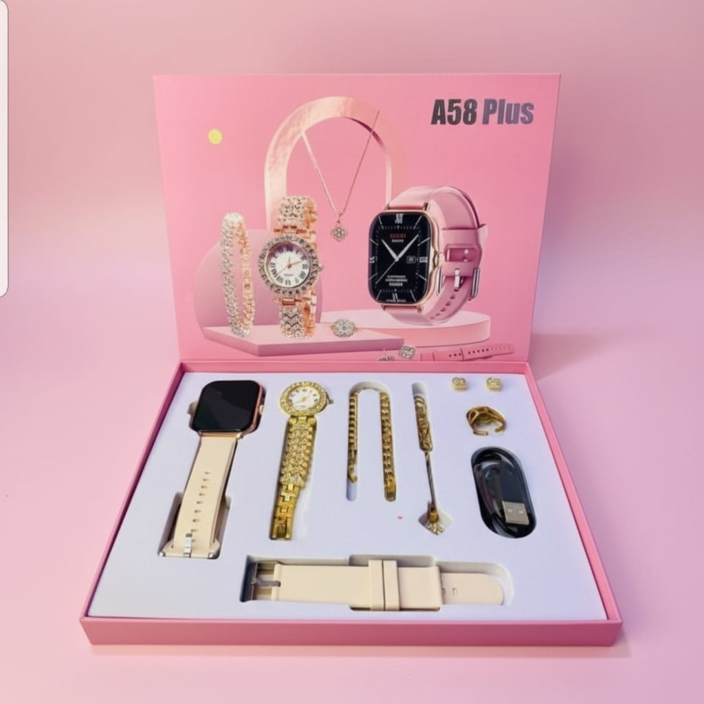 A58 Plus Smartwatch Gift Set | Ladies Luxury Combo