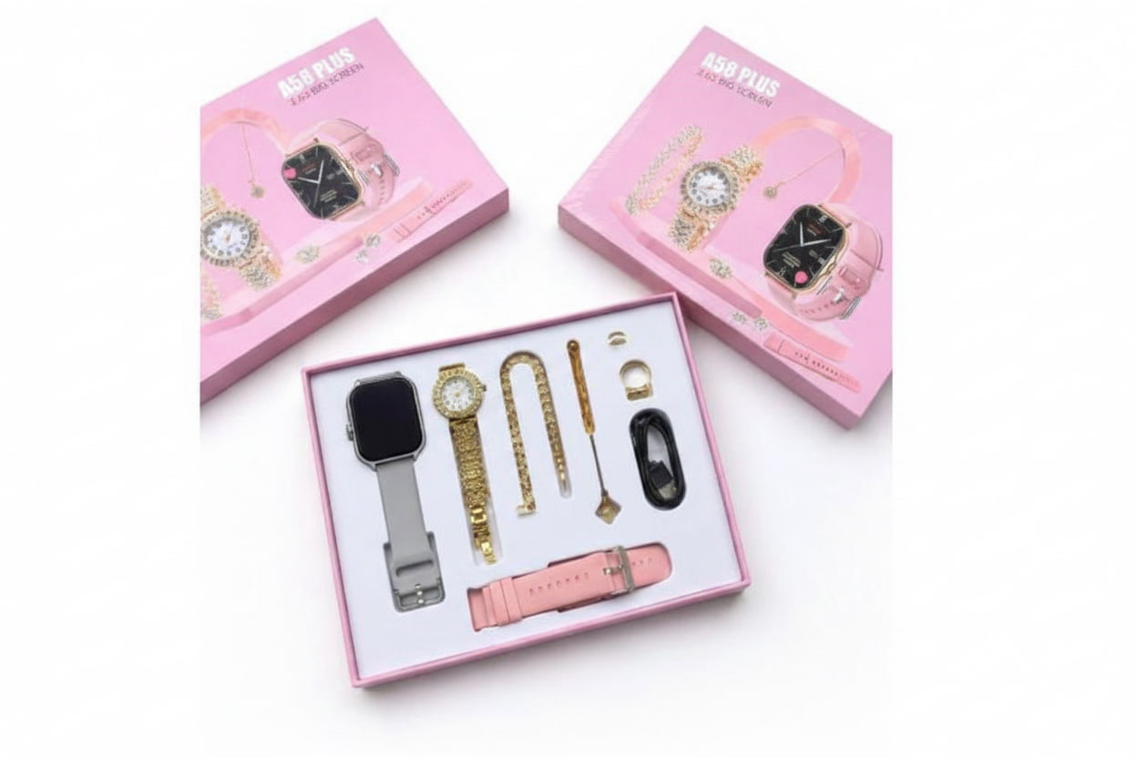 A58 Plus Smartwatch Gift Set | Ladies Luxury Combo