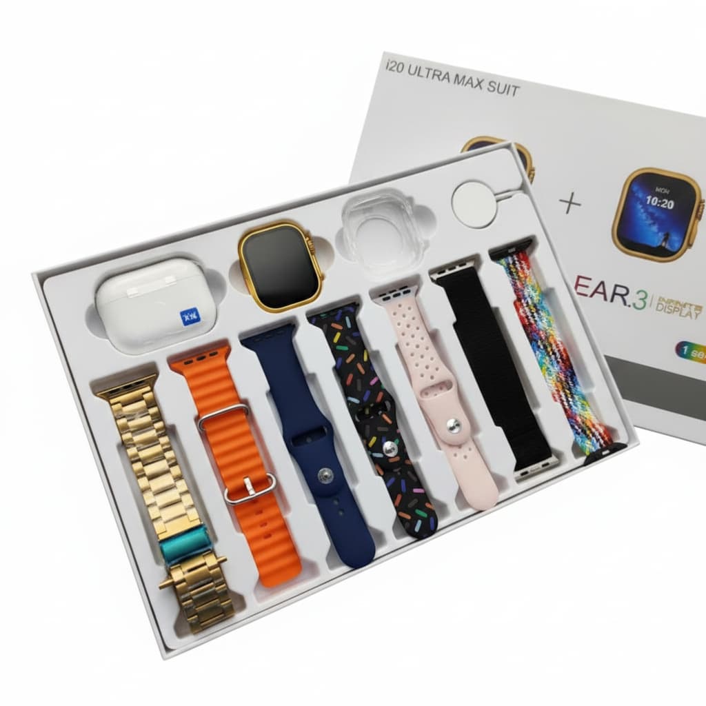 i20 Ultra Max Suit – Smartwatch & Earbuds Complete Bundle